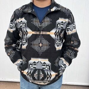 Black Powder River Aztec Printed Fleece Pullover